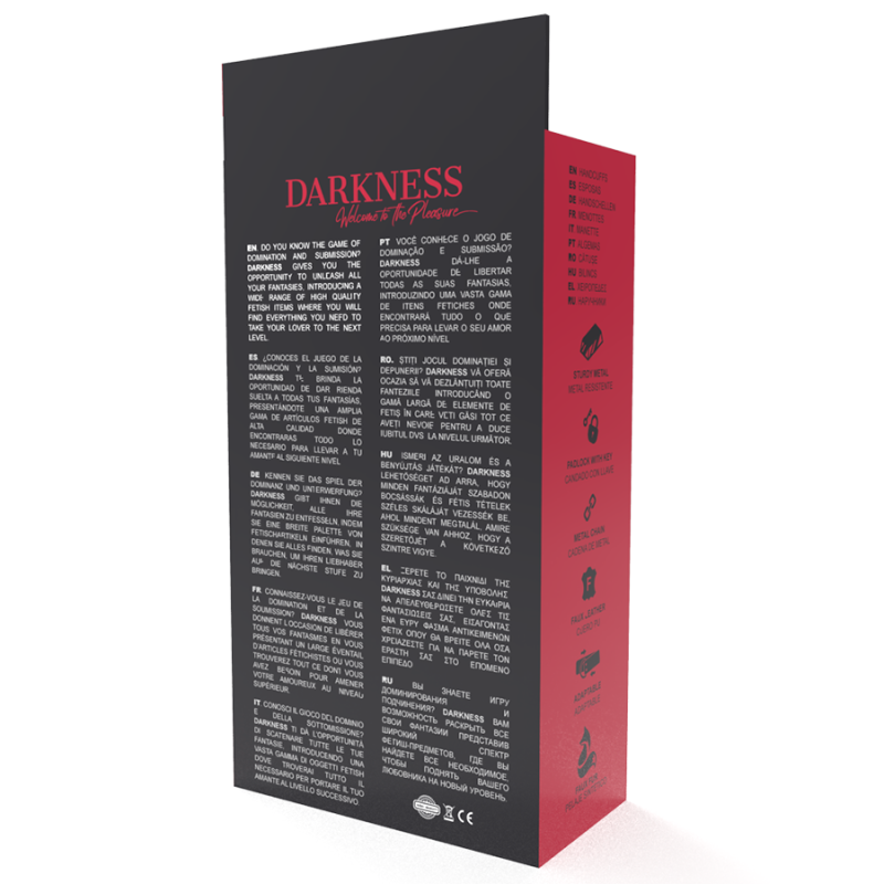 DARKNESS - BLACK ADJUSTABLE LEATHER HANDCUFFS WITH PADLOCK DARKNESS BONDAGE - 7