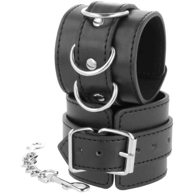 DARKNESS - BLACK ADJUSTABLE LEATHER ANKLE HANDCUFFS DARKNESS BONDAGE - 3