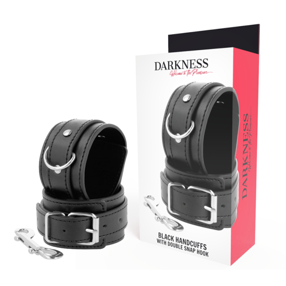 DARKNESS - BLACK ADJUSTABLE HANDCUFFS WITH DOUBLE REINFORCEMENT TAPE