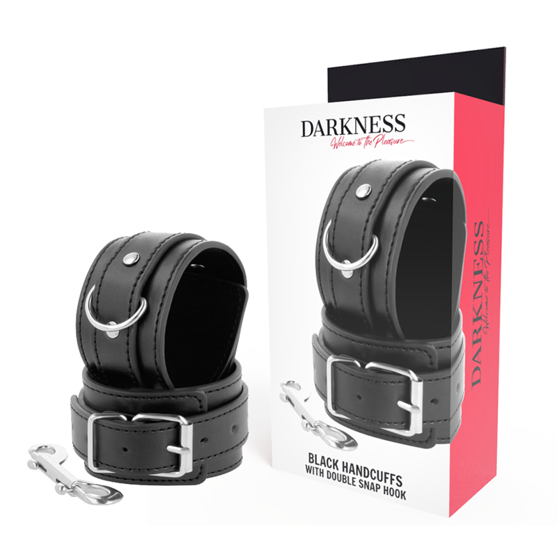 DARKNESS - BLACK ADJUSTABLE HANDCUFFS WITH DOUBLE REINFORCEMENT TAPE DARKNESS BONDAGE - 1