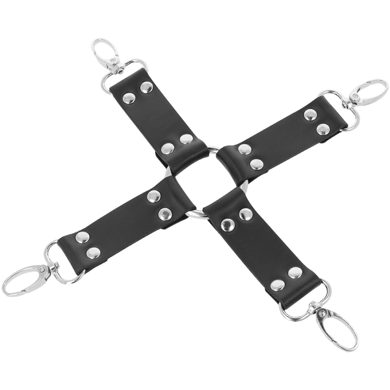 DARKNESS - LEATHER HANDCUFFS FOR FOOT AND HANDS BLACK DARKNESS BONDAGE - 4