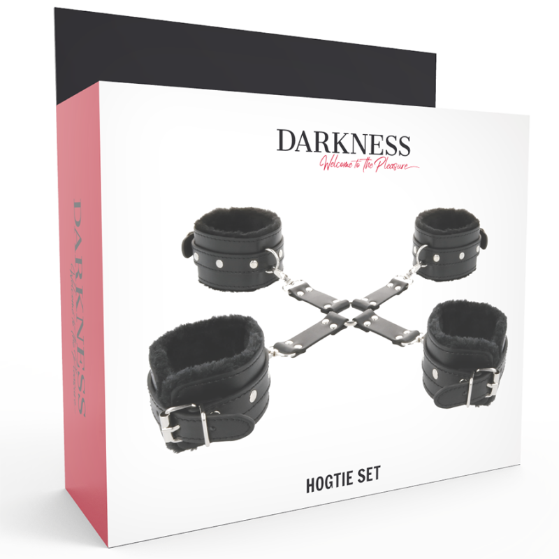 DARKNESS - LEATHER HANDCUFFS FOR FOOT AND HANDS BLACK DARKNESS BONDAGE - 9