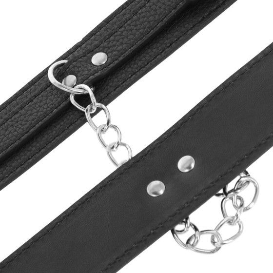 DARKNESS - BLACK TEXTURED LEATHER HANDCUFFS DARKNESS BONDAGE - 3