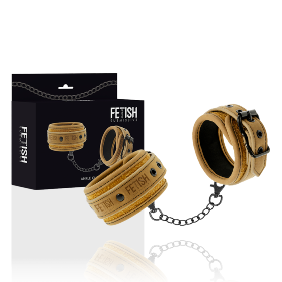 FETISH SUBMISSIVE ORIGEN - VEGAN LEATHER ANKLE CUFFS WITH NEOPRENE LINING