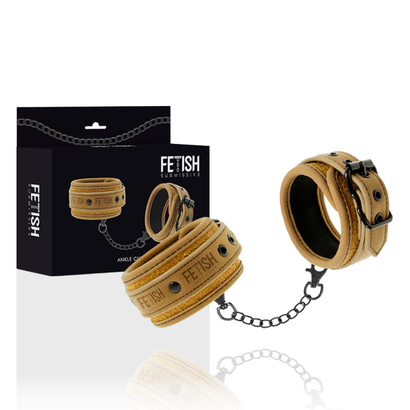 FETISH SUBMISSIVE ORIGEN - VEGAN LEATHER ANKLE CUFFS WITH NEOPRENE LINING FETISH SUBMISSIVE ORIGIN - 1