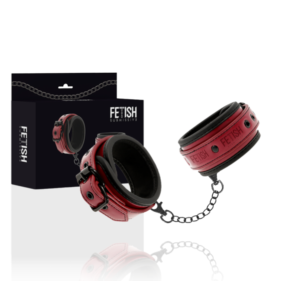 FETISH SUBMISSIVE DARK ROOM - VEGAN LEATHER HANDCUFFS WITH NEOPRENE LINING