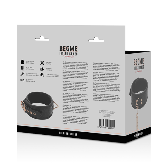 BEGME - BLACK EDITION PREMIUM VEGAN LEATHER COLLAR WITH NEOPRENE LINING BEGME BLACK EDITION - 8