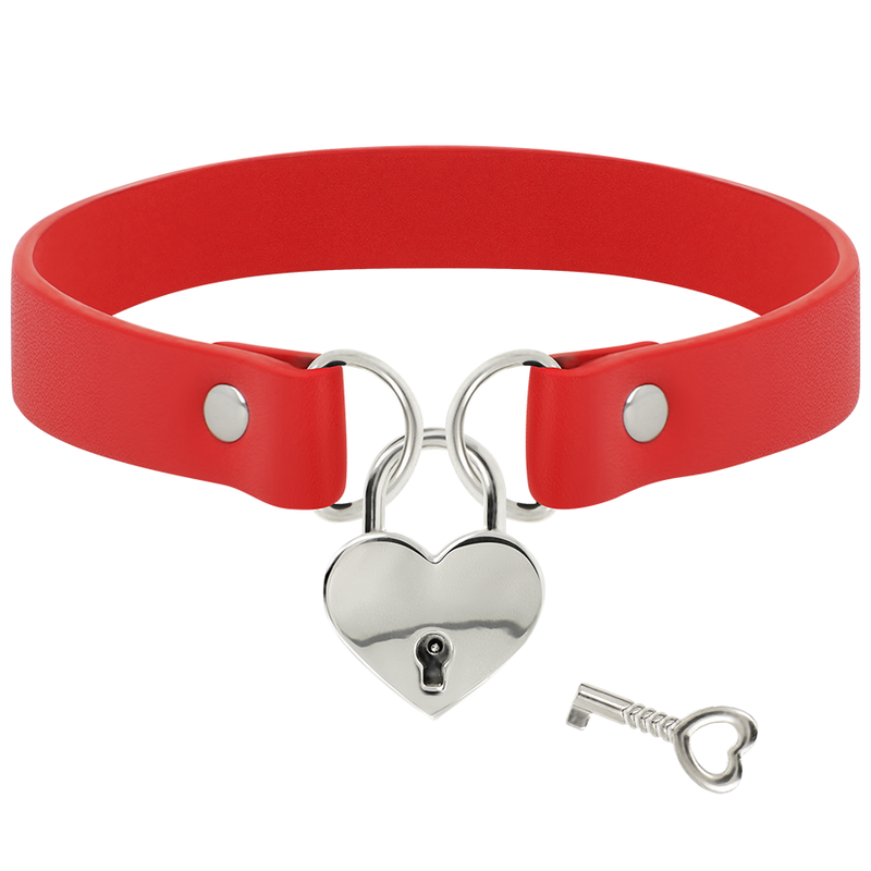 COQUETTE - CHIC DESIRE RED VEGAN LEATHER NECKLACE WITH HEART ACCESSORY WITH KEY COQUETTE ACCESSORIES - 3