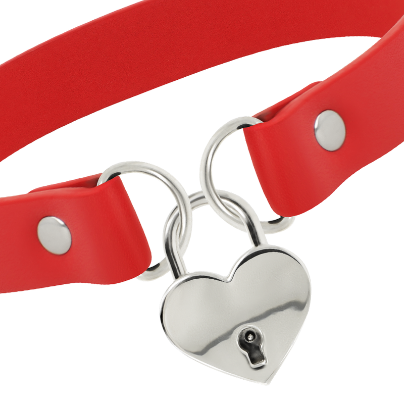COQUETTE - CHIC DESIRE RED VEGAN LEATHER NECKLACE WITH HEART ACCESSORY WITH KEY COQUETTE ACCESSORIES - 4