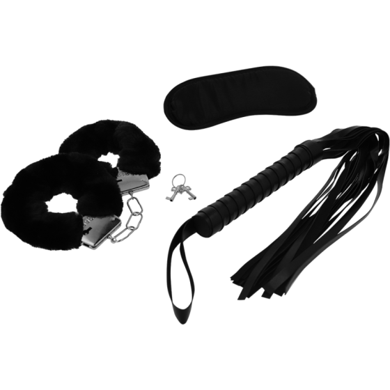 INTENSE FETISH - EROTIC PLAYSET 1 WITH HANDCUFFS, BLIND MASK AND FLOGGER INTENSE FETISH - 2