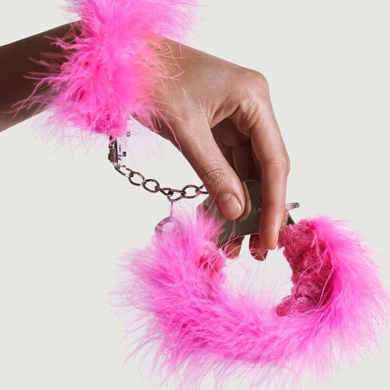 ADRIEN LASTIC - METAL HANDCUFFS WITH PINK FEATHERS ADRIEN LASTIC - 2