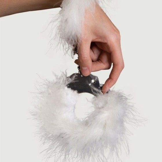 ADRIEN LASTIC - METAL HANDCUFFS WITH WHITE FEATHERS ADRIEN LASTIC - 2