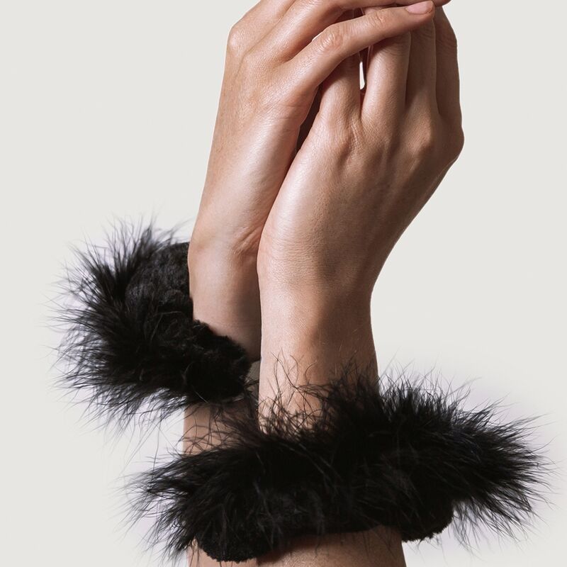 ADRIEN LASTIC - METAL HANDCUFFS WITH BLACK FEATHERS ADRIEN LASTIC - 2