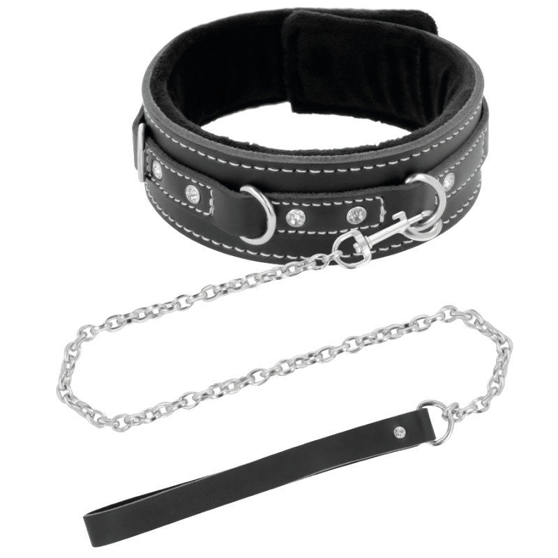 DARKNESS - HIGH QUALITY LEATHER NECKLACE WITH LEASH DARKNESS BONDAGE - 2