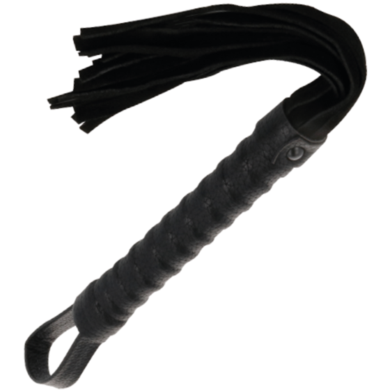 DARKNESS - BLACK BONDAGE WHIP WITH LEATHER HANDLE DARKNESS SENSATIONS - 1