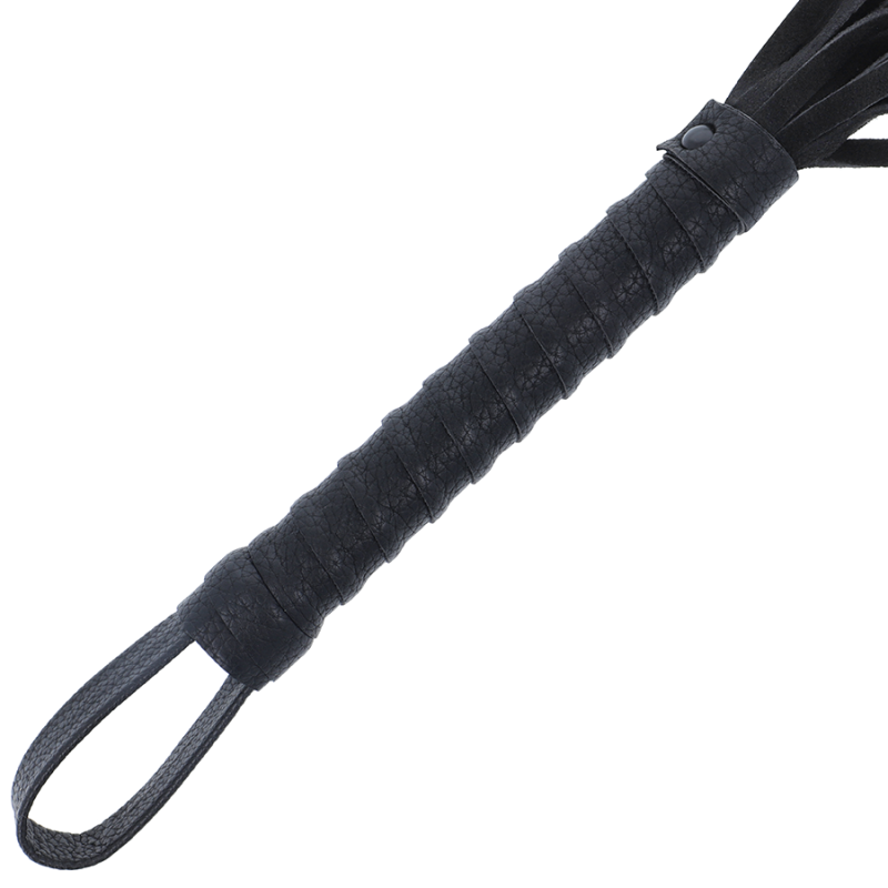 DARKNESS - BLACK BONDAGE WHIP WITH LEATHER HANDLE DARKNESS SENSATIONS - 2