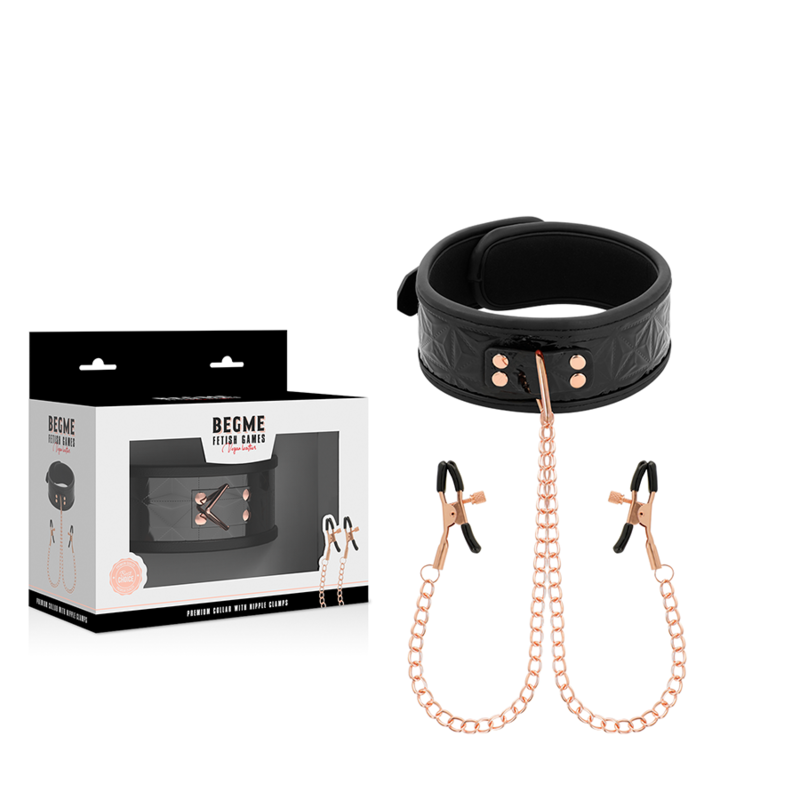 BEGME - BLACK EDITION COLLAR WITH NIPPLE CLAMPS WITH NEOPRENE LINING BEGME BLACK EDITION - 2