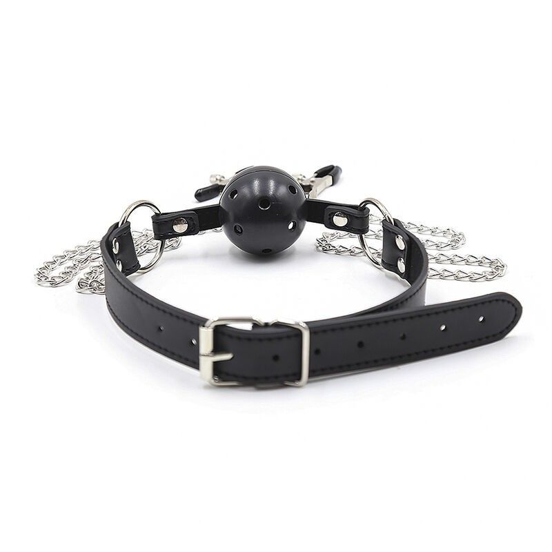 OHMAMA FETISH - BALL GAG WITH VENTS AND NIPPLE CLAMPS OHMAMA FETISH - 5