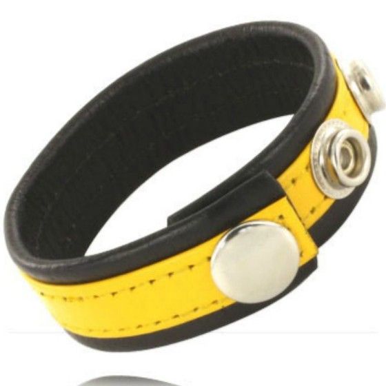 LEATHER BODY - ADJUSTABLE LEATHER STRAP PENIS YELLOW-BLACK LEATHER BODY - 1