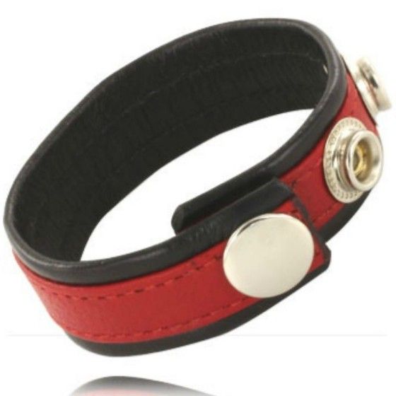 LEATHER BODY - ADJUSTABLE LEATHER STRAP FOR PENIS RED-BLACK LEATHER BODY - 1