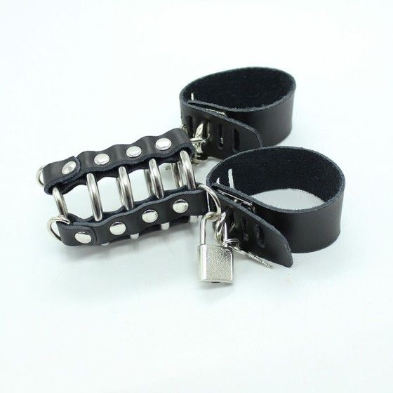 OHMAMA FETISH - PENIS CAGE WITH METAL RINGS AND LEATHER STRAPS OHMAMA FETISH - 3
