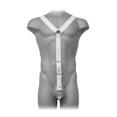 LEATHER BODY - HARNESS MEN WHITE