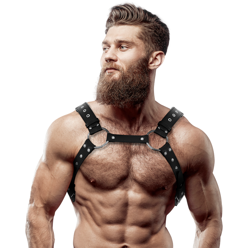 FETISH SUBMISSIVE ATTITUDE - MEN'S ECO-LEATHER CHEST HARNESS WITH STUDS FETISH SUBMISSIVE ATTITUDE - 1