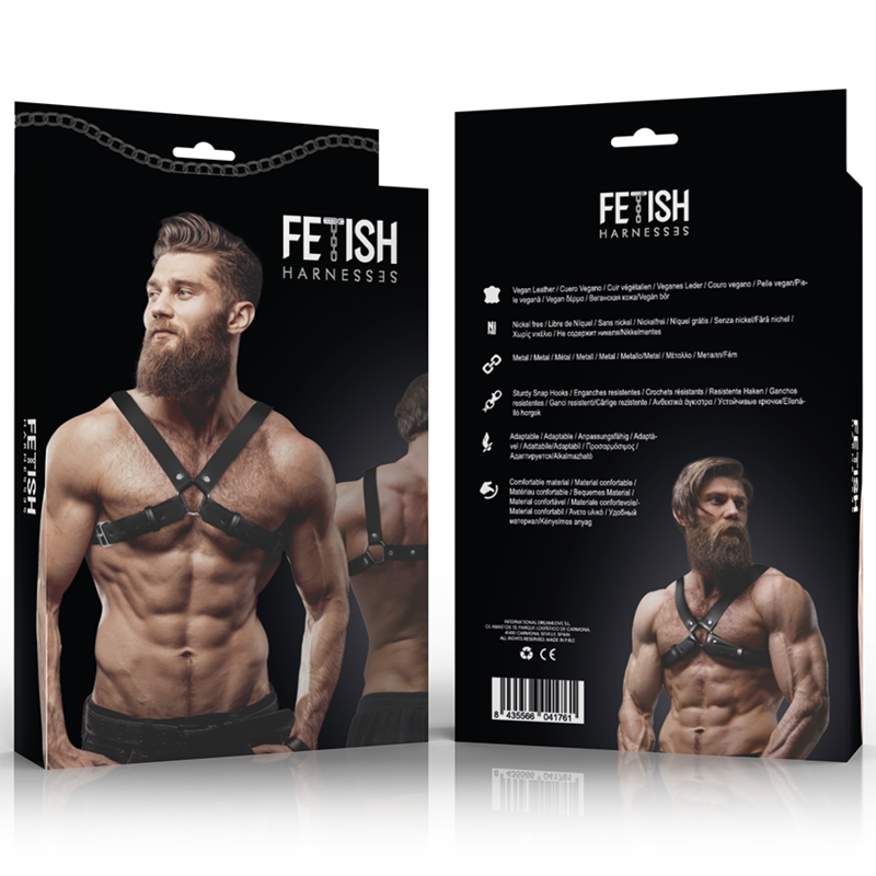 FETISH SUBMISSIVE ATTITUDE - MEN'S ADJUSTABLE ECO-LEATHER CROSS CHEST BULLDOG HARNESS FETISH SUBMISSIVE ATTITUDE - 4