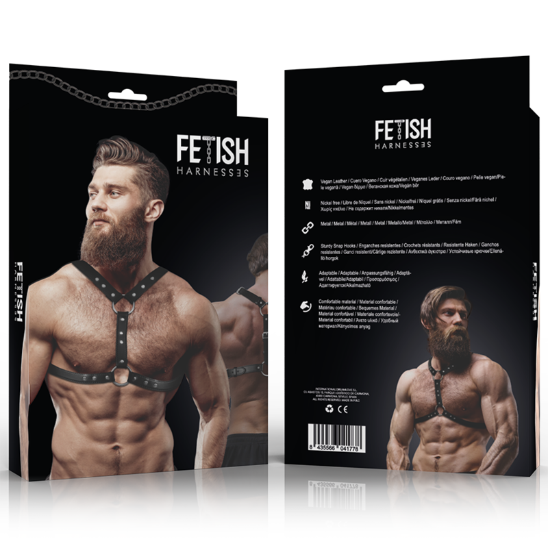 FETISH SUBMISSIVE ATTITUDE - ECO-LEATHER CHEST HARNESS WITH DOUBLE SUPPORT AND STUDS FOR MEN FETISH SUBMISSIVE ATTITUDE - 4