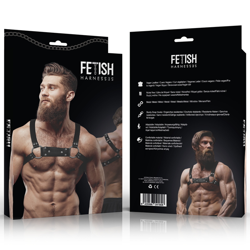 FETISH SUBMISSIVE ATTITUDE - MEN'S ECO-LEATHER BULLDOG CHEST HARNESS SIZE M/L FETISH SUBMISSIVE ATTITUDE - 4