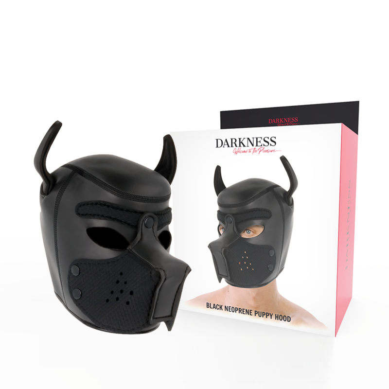 DARKNESS - NEOPRENE DOG MASK WITH REMOVABLE MUZZLE M DARKNESS BONDAGE - 1