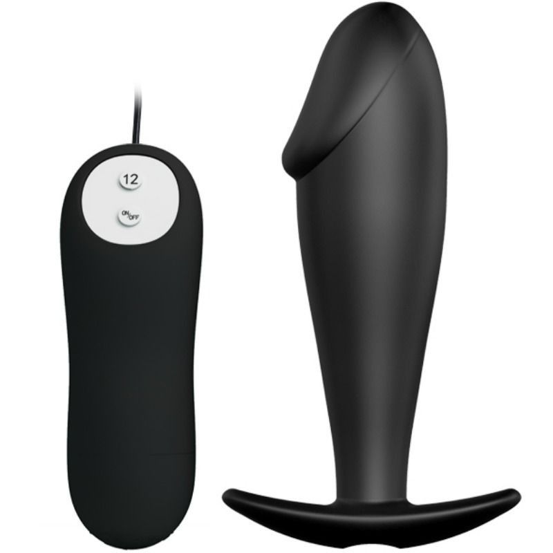 PRETTY LOVE - SILICONE ANAL PLUG PENIS FORM AND 12 VIBRATION MODES BLACK PRETTY LOVE BOTTOM - 1