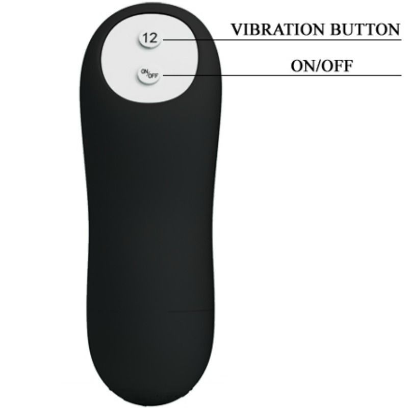 PRETTY LOVE - ANAL PLUG SILICONE EXTRA STIMULATION AND 12 VIBRATION MODES BLACK PRETTY LOVE BOTTOM - 6