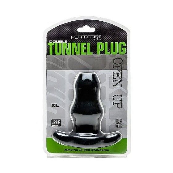 PERFECT FIT BRAND - DOUBLE TUNNEL PLUG XL LARGE BLACK PERFECTFITBRAND - 1