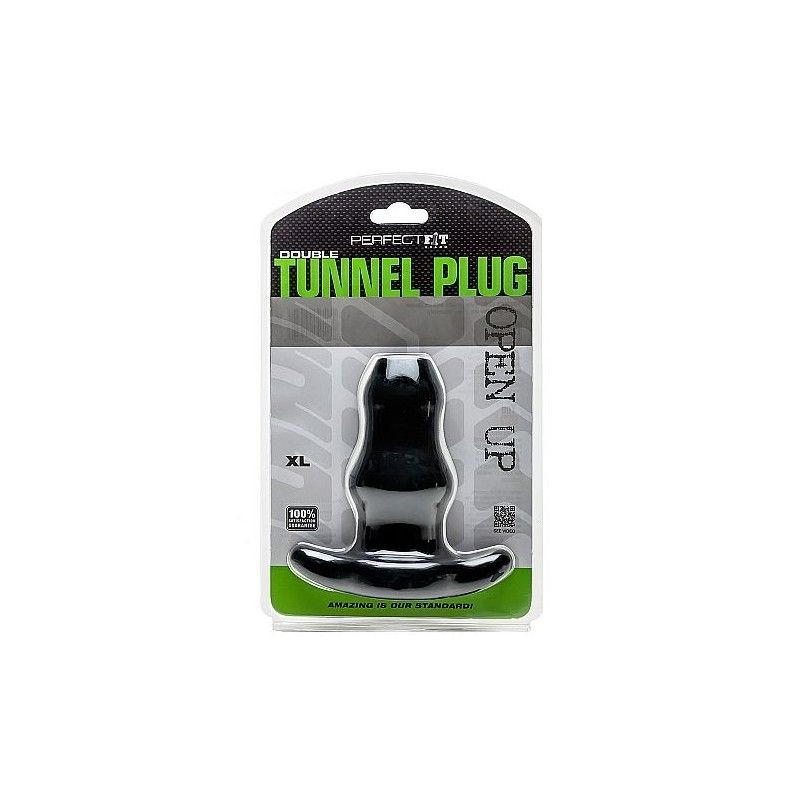 PERFECT FIT BRAND - DOUBLE TUNNEL PLUG XL LARGE BLACK PERFECTFITBRAND - 1