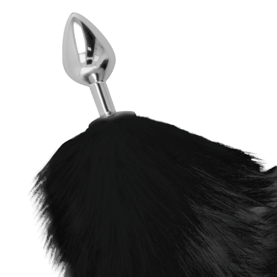 DARKNESS - SILVER ANAL PLUG 8 CM WITH BLACK TAIL DARKNESS ANAL - 3
