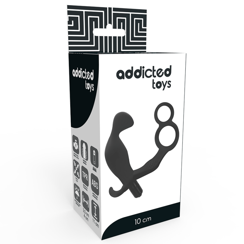 ADDICTED TOYS - ANAL PLUG WITH DOUBLE PENIS RING AND TESTICLES BLACK ADDICTED TOYS - 4