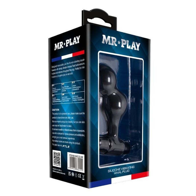 MR PLAY - BLACK SILICONE VIBRATOR ANAL PLUG MR PLAY - 10