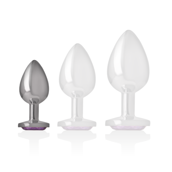 INTENSE - ALUMINUM METAL ANAL PLUG WITH VIOLET CRYSTAL SIZE S INTENSE ANAL TOYS - 6