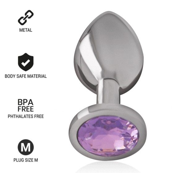 INTENSE - ALUMINUM METAL ANAL PLUG WITH VIOLET CRYSTAL SIZE M INTENSE ANAL TOYS - 1