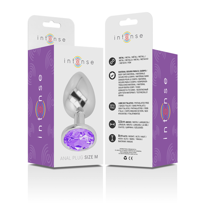 INTENSE - ALUMINUM METAL ANAL PLUG WITH VIOLET CRYSTAL SIZE M INTENSE ANAL TOYS - 7