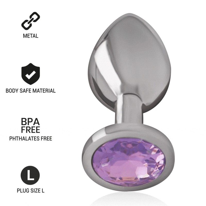 INTENSE - ALUMINUM METAL ANAL PLUG WITH VIOLET CRYSTAL SIZE L INTENSE ANAL TOYS - 1