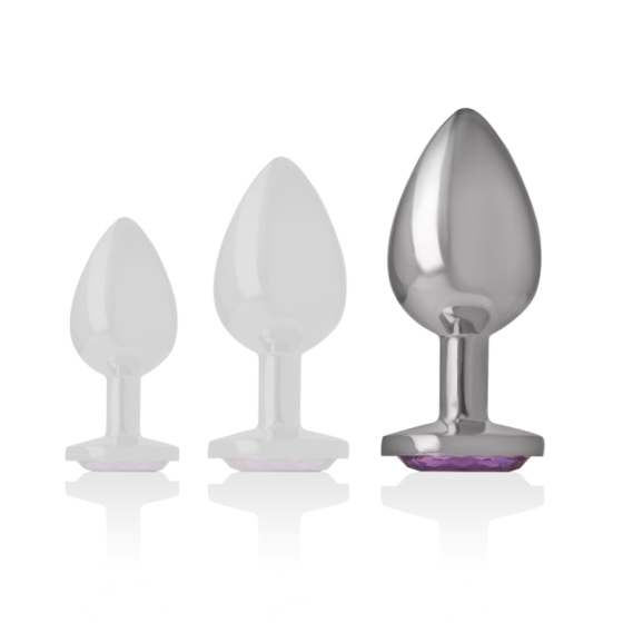 INTENSE - ALUMINUM METAL ANAL PLUG WITH VIOLET CRYSTAL SIZE L INTENSE ANAL TOYS - 6