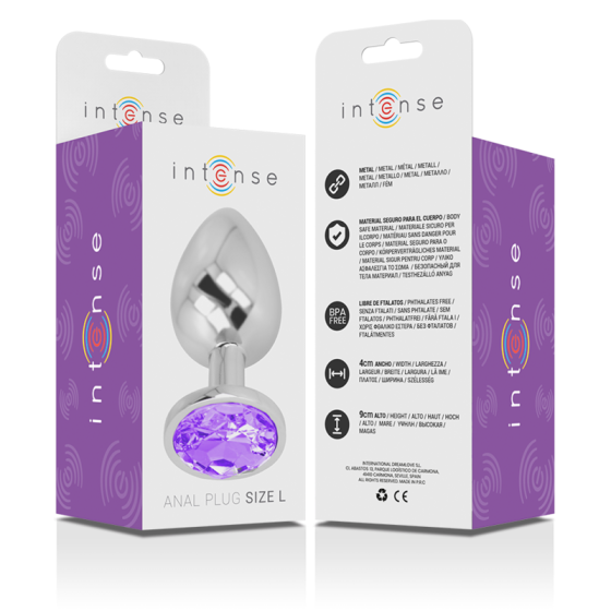 INTENSE - ALUMINUM METAL ANAL PLUG WITH VIOLET CRYSTAL SIZE L INTENSE ANAL TOYS - 7