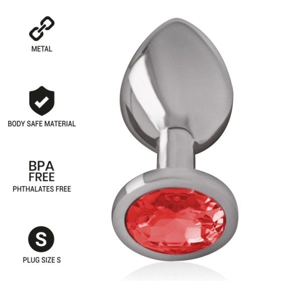 INTENSE - ALUMINUM METAL ANAL PLUG WITH RED CRYSTAL SIZE S INTENSE ANAL TOYS - 1