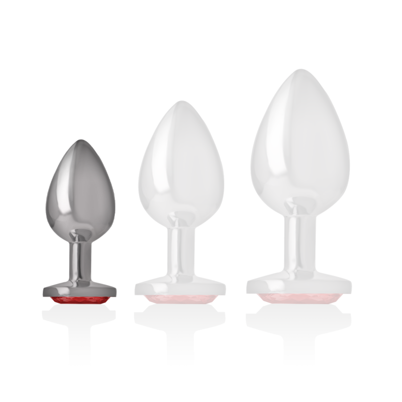 INTENSE - ALUMINUM METAL ANAL PLUG WITH RED CRYSTAL SIZE S INTENSE ANAL TOYS - 6