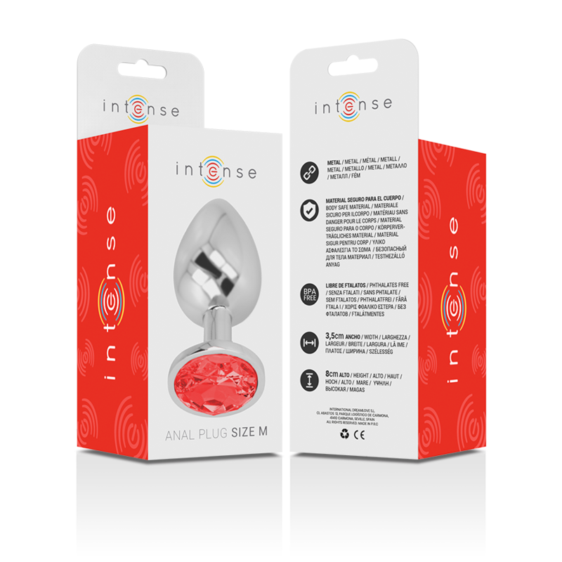 INTENSE - METAL ANAL PLUG WITH RED CRYSTAL SIZE M INTENSE ANAL TOYS - 7