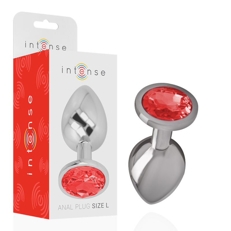 INTENSE - ALUMINUM METAL ANAL PLUG WITH RED CRYSTAL SIZE L INTENSE ANAL TOYS - 2