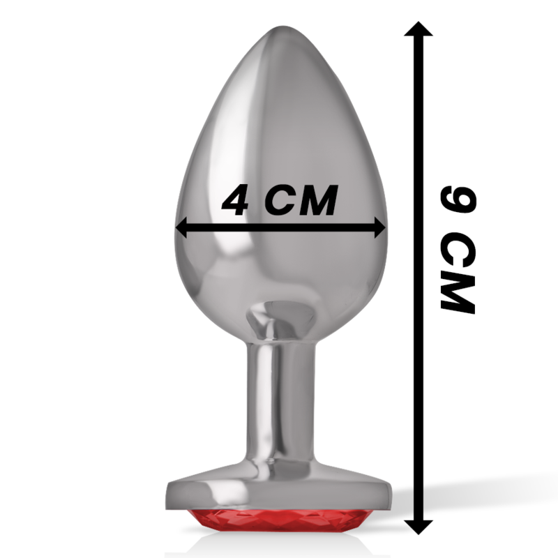 INTENSE - ALUMINUM METAL ANAL PLUG WITH RED CRYSTAL SIZE L INTENSE ANAL TOYS - 5