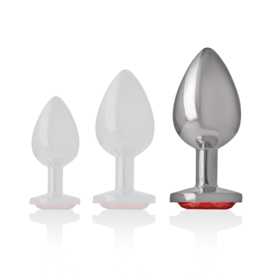 INTENSE - ALUMINUM METAL ANAL PLUG WITH RED CRYSTAL SIZE L INTENSE ANAL TOYS - 6